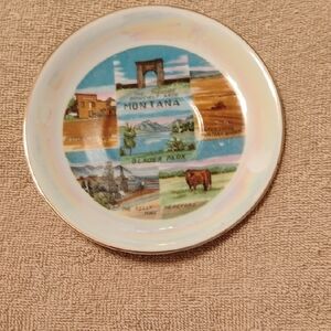 Montana Souvenir Plate with Scenic Illustrations